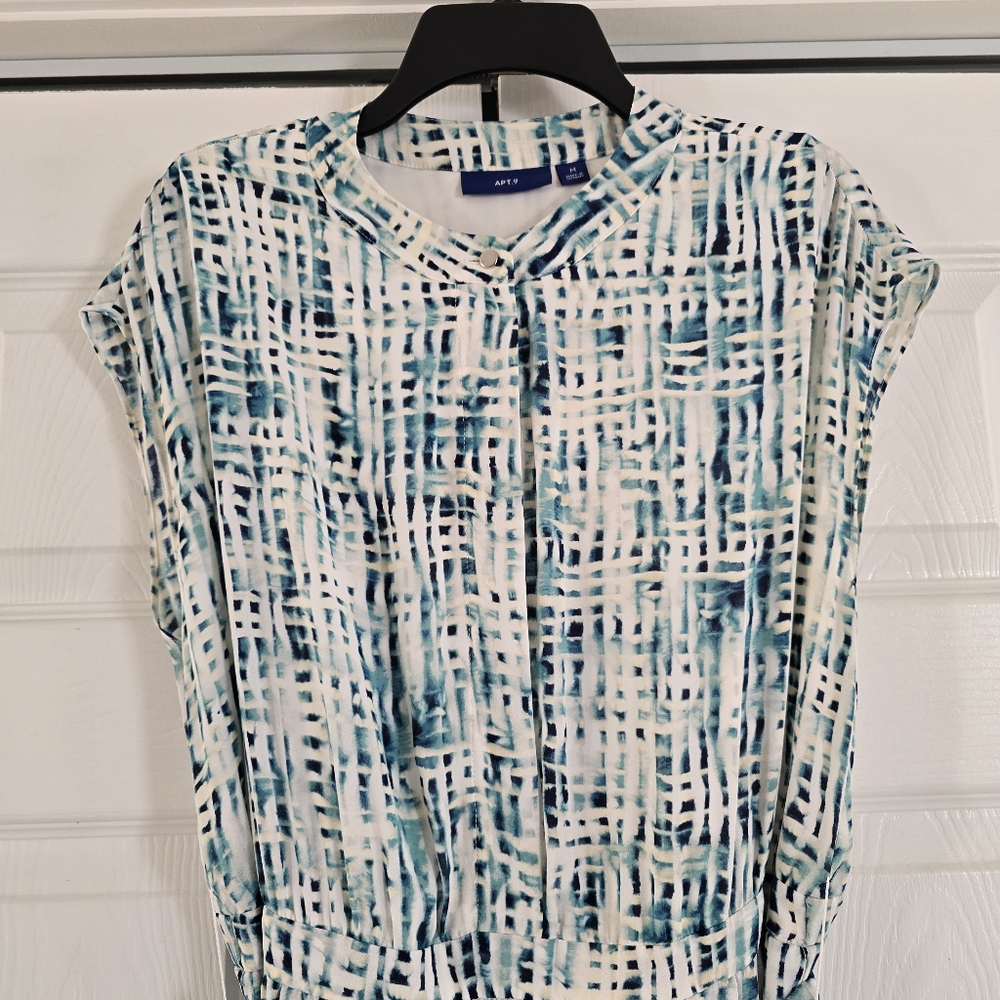 APT.9 Women's Round Neck Button Front Fitted Short Sleeve Lined Midi Dress M - Picture 3 of 12